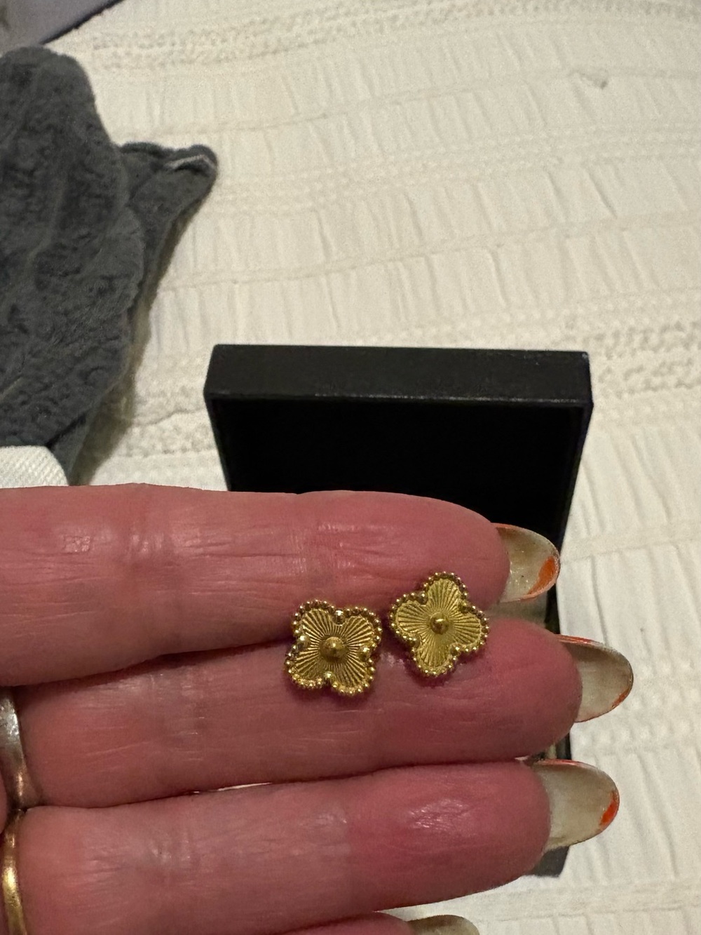 Gold Floral Stud Earrings - Women Jewelry